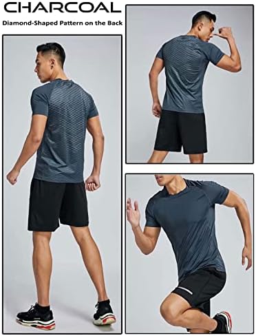 5 Pack גברים פעילים יבש מהירה צוואר צוות חולצות | ריצה אתלטי אימון כושר שרוול קצר חולצות טי בתפזורת